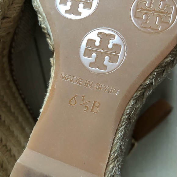 Tory Burch Macy Wedge Platform Espadrille Linen Beige Sandals Women’s Size 6.5 - Picture 6 of 9